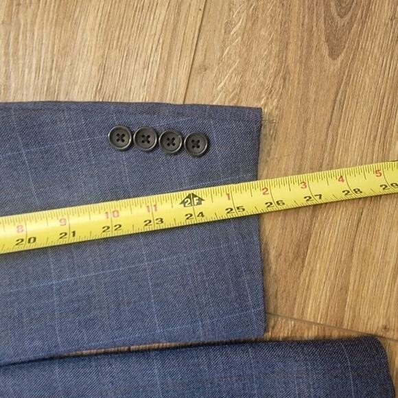 Joseph & Feiss Wool Blazer Sportcoat 42R Men's Plaid Blue Two Button - Picture 11 of 12